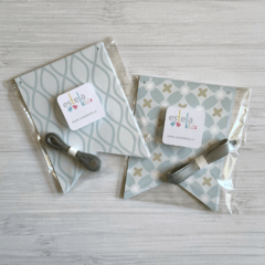 Banderines Patrones Flores Celestes - Estela Kids