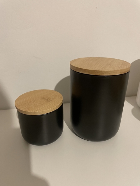 Frasco Cerámica C/Tapa - Negro