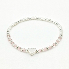 Pulsera Pecas c/Corazón Plata > Plata #3 + Cristal #3