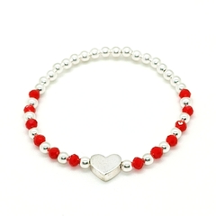 Pulsera Pecas c/Corazón Plata > Plata #4 + Cristal #4