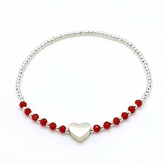 Pulsera Pecas c/Corazón Plata > Plata #2 + Cristal #3