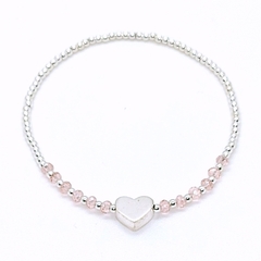Pulsera Pecas c/Corazón Plata > Plata #2 + Cristal #3