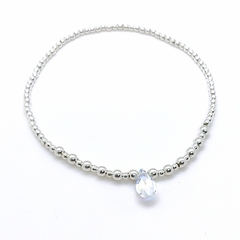 Pulsera Pecas c/Gota Cristal > Plata #2 + Plata #3