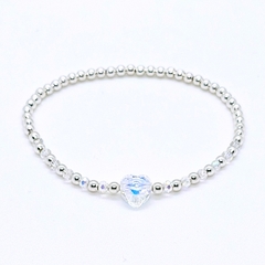 Pulsera Pecas c/Corazón Cristal > Plata #3 + Cristal #3