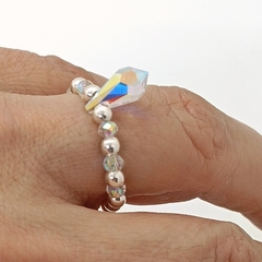 Anillo Pecas c/Gota Cristal > Plata #3 + Cristal #3 - comprar online
