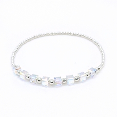 Pulsera Pecas > Plata #2 + Cristales Cubo