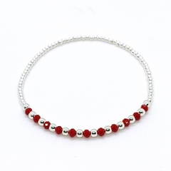 Pulsera Pecas > Plata#2/#3 + Cristal #3 Rojo