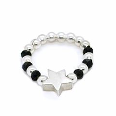 Anillo Pecas c/Estrella Plata > Plata #3 + Cristal #3