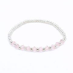 Pulsera Pecas > Plata #3 + Cristal #4 Salmón