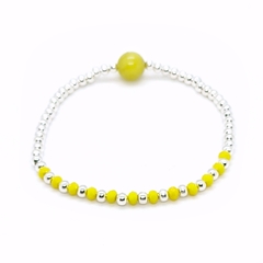Pulsera Pecas > Plata #3 + Cristal #3 Amarillo + Ágata #8