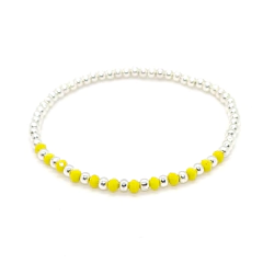 Pulsera Pecas > Plata #3 + Cristal #3 Amarillo
