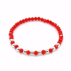 Pulsera Pecas > Cristal #4 Rojo + Plata #4