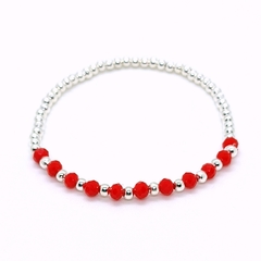 Pulsera Pecas > Plata #3 + Cristal #4 Rojo