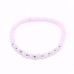 Pulsera Pecas > Cristal #4 Rosa Pálido + Plata #4