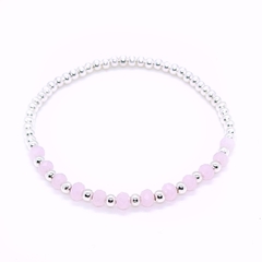 Pulsera Pecas > Plata #3 + Cristal #4 Rosa Pálido