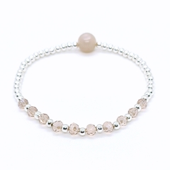 Pulsera Pecas > Plata #3 + Cristal #4 Champagne + Ágata #8