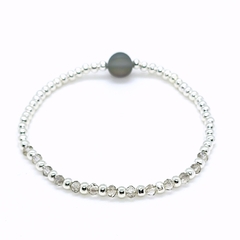 Pulsera Pecas > Plata #3 + Cristal #3 Grisón + Cuarzo Arcoíris #8