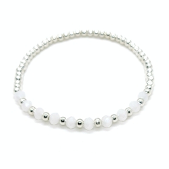 Pulsera Pecas > Plata #3 + Cristal #4 Blanco