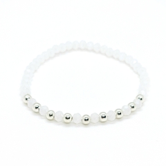 Pulsera Pecas > Cristal #4 Blanco + Plata #4