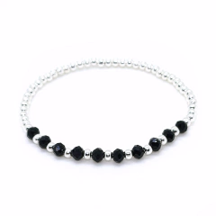 Pulsera Pecas > Plata #3 + Cristal #4 Negro