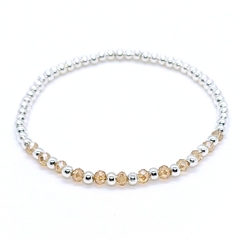 Pulsera Pecas > Plata #3 + Cristal #3 Champagne