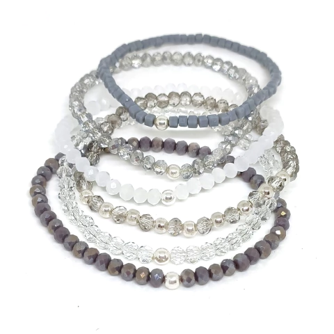 Mix Fuyu: 6 Pulseras elastizadas plata 925 | AMALO - comprar online