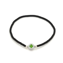 Pulsera Good Luck > Mostacilla Checa Negra + Trébol