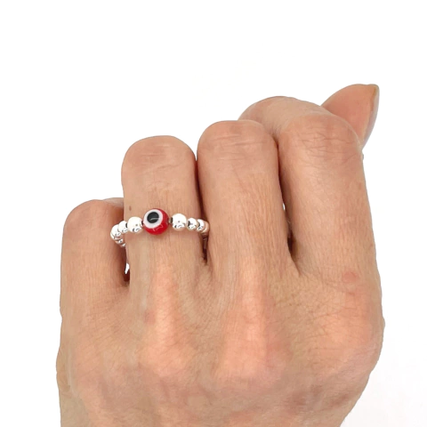 Anillo De Plata #3 + Ojo Turco Rojo