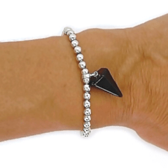 Pulsera De Plata #4 C/ Dije Obsidiana - comprar online