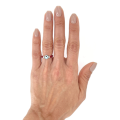 Anillo Mostacilla Checa Rojo + Ojo Turco Celeste - tienda online
