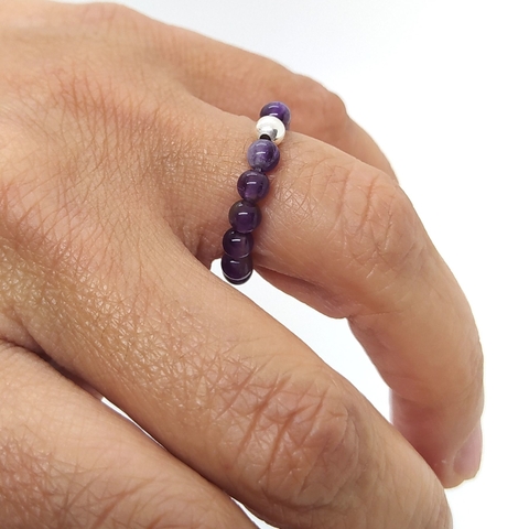Anillo Elastizado De Piedra #4 Amatista | AMALO - comprar online