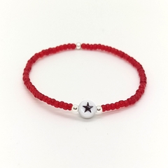 Pulsera Estella > Mostacilla Checa Roja + Estrella Negra
