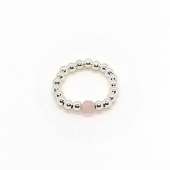 Anillo De Plata #3 + Cuenta De Cuarzo Rosa #4