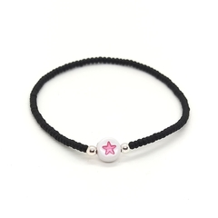 Pulsera Estella > Mostacilla Checa Negra + Estrella Rosa