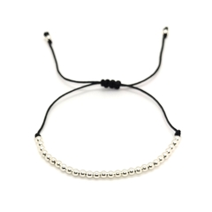 Pulsera De Hilo Negro Con Cuentas De Plata #3