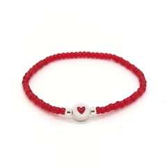 Pulsera Cuore > Mostacilla Checa Roja + Corazón Rojo