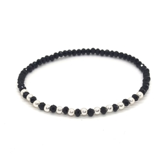 Pulsera Pecas > Cristal #2 Negro c/Cuentas De Plata #3