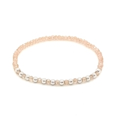 Pulsera Pecas > Cristal #2 Salmón c/Cuentas De Plata #3