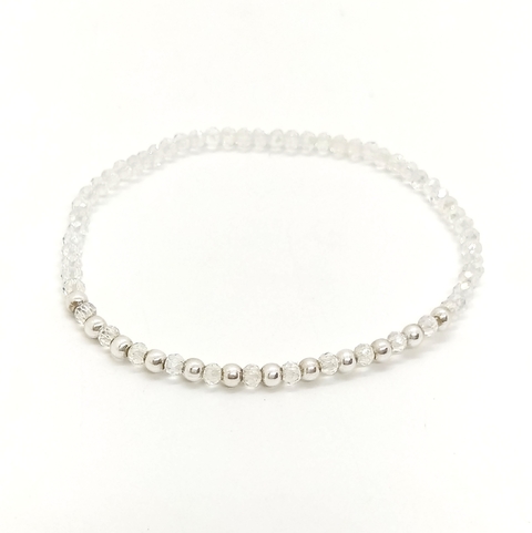 Pulsera Pecas > Cristal #2 Transparente c/Cuentas De Plata #3