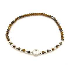 Pulsera Inicial Pecas > Plata #3 + Cristal #2 + Inicial A Elección!