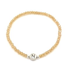 Pulsera Inicial > Cristal #2 Champagne + Inicial A Elección!