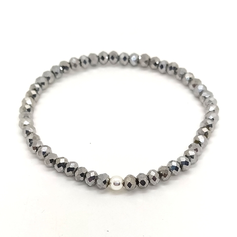 Pulsera Cristal #4 Plateado Oscuro