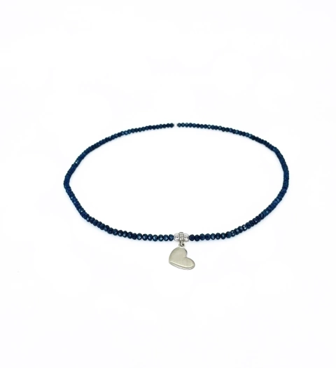 Collar Corto Mono > Cristal #2 Azul + Dije Amor