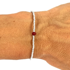 Pulsera De Plata #2 Con Cristal #4 Rojo Opaco - comprar online