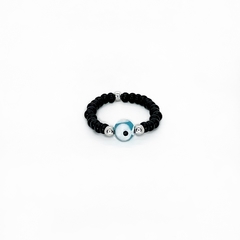 Anillo Mostacilla Checa Negra + Ojo Turco Celeste - comprar online