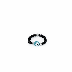 Anillo De Cristal #3 Negro + Ojo Turco Celeste - comprar online