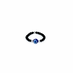 Anillo De Cristal #3 Negro + Ojo Turco Azul - comprar online