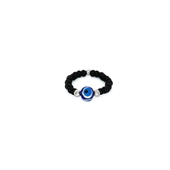 Anillo Mostacilla Checa Negra + Ojo Turco Azul