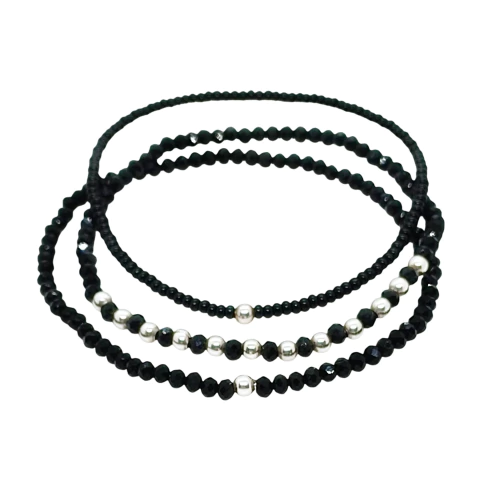 Mix Liv: 3 Pulseras Elastizadas Moatacillas, Plata 925 yCristal Diseño Único - comprar online
