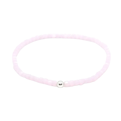 Pulsera Cubo Rosa Pálido - Cristal y Plata, Elastizada - comprar online